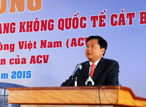 Bộ trưởng Đinh La Thăng phát biểu tại lễ khởi công CHK Cát Bi sáng 24/1/2015