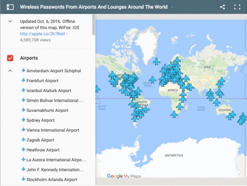Ứng dụng tìm wifi và mật khẩu tại các sân bay lớn trên thế giới