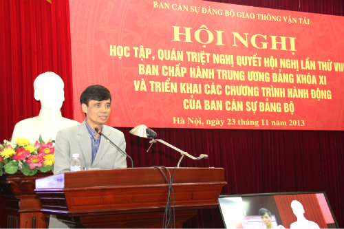 Thứ trưởng Phạm Quý Tiêu, Ủy viên Ban Cán sự đảng, Bí thư Đảng ủy Bộ chủ trì Hội nghị tại điểm cầu Hội trường Bộ GTVT, TP. Hà Nội