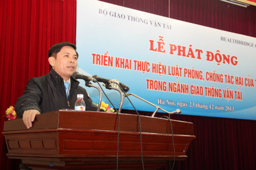 Thứ trưởng Nguyễn Văn Thể phát biểu chỉ đạo Lễ phát động triển khai thực hiện Luật Phòng, chống tác hại của thuốc lá trong ngành GTVT