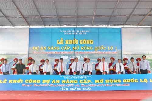 Lãnh đạo Trung ương và tỉnh Quảng Ngãi thực hiện nghi thức khởi công dự án